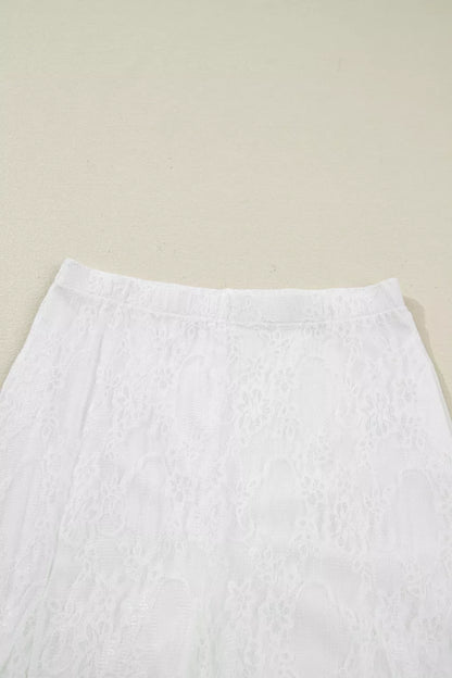 Sarah Express Women's Sheer Floral Lace Flowy Maxi Skirt