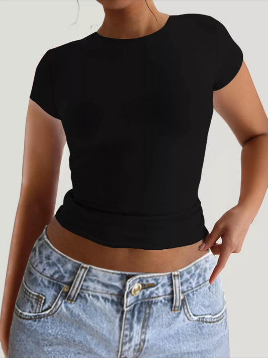 Sarah Express Women's Slim-Fit Backless T-Shirt Black