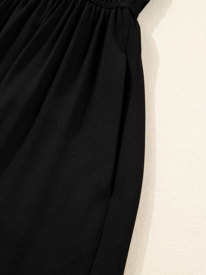 Sarah Express Women's Contrast Leopard Frilled Trim V Neck Bracelet Sleeve Midi Dress