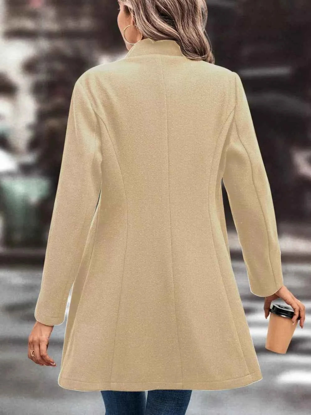 Sarah Express Women's Button Up Longline Coat - Double Breasted Trench Coat