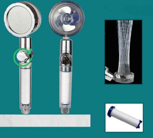 Sarah Express Turbo Propeller Shower Head - 360° High Pressure Water Saving Rainfall Showerhead Upgrade07silver