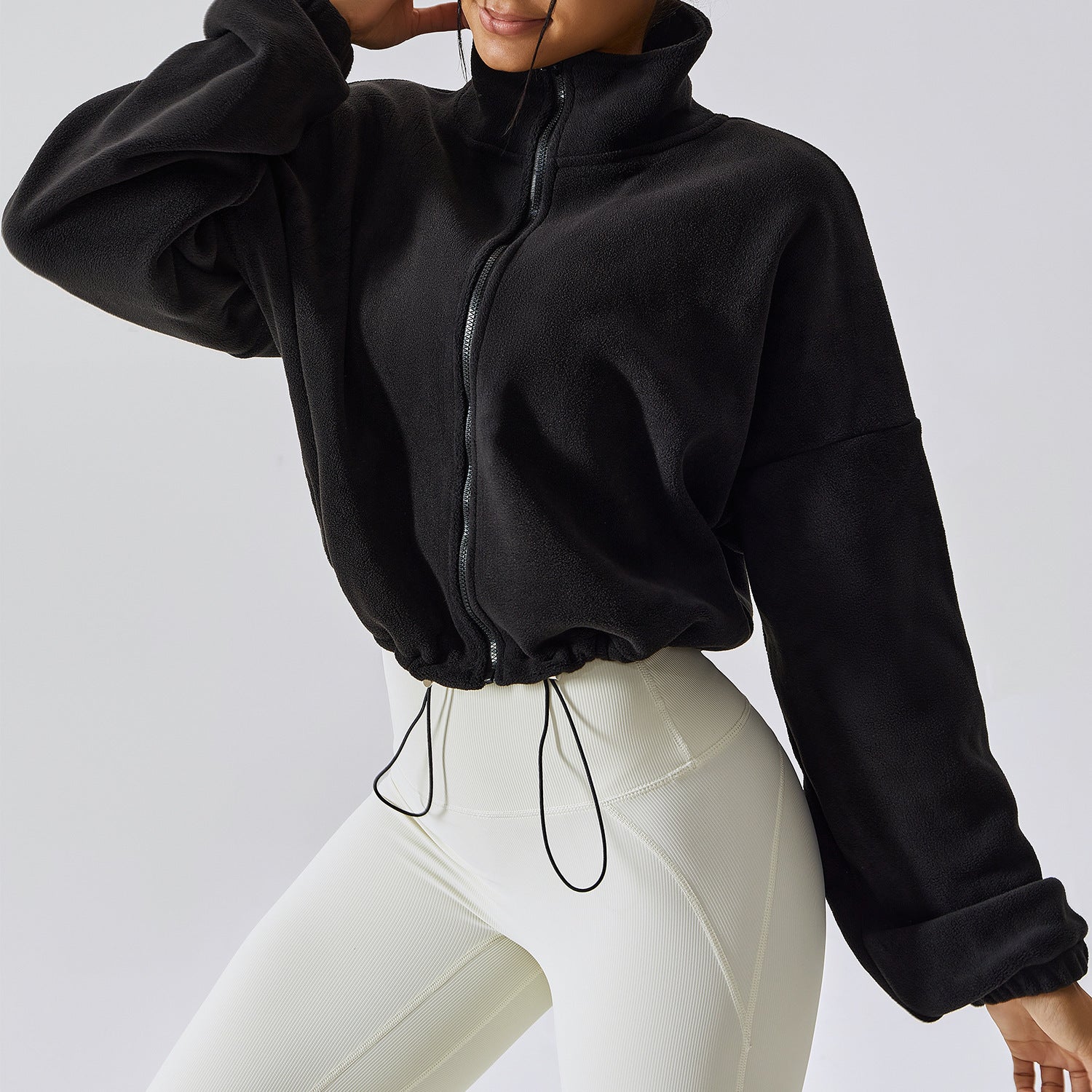 Sarah Express Women's Cashmere Sports Coat Stand Collar Loose Fit Autumn Jacket