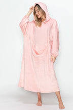 Sarah Express Women’s Plus Size Hooded Midi Lounge Dress with Pockets