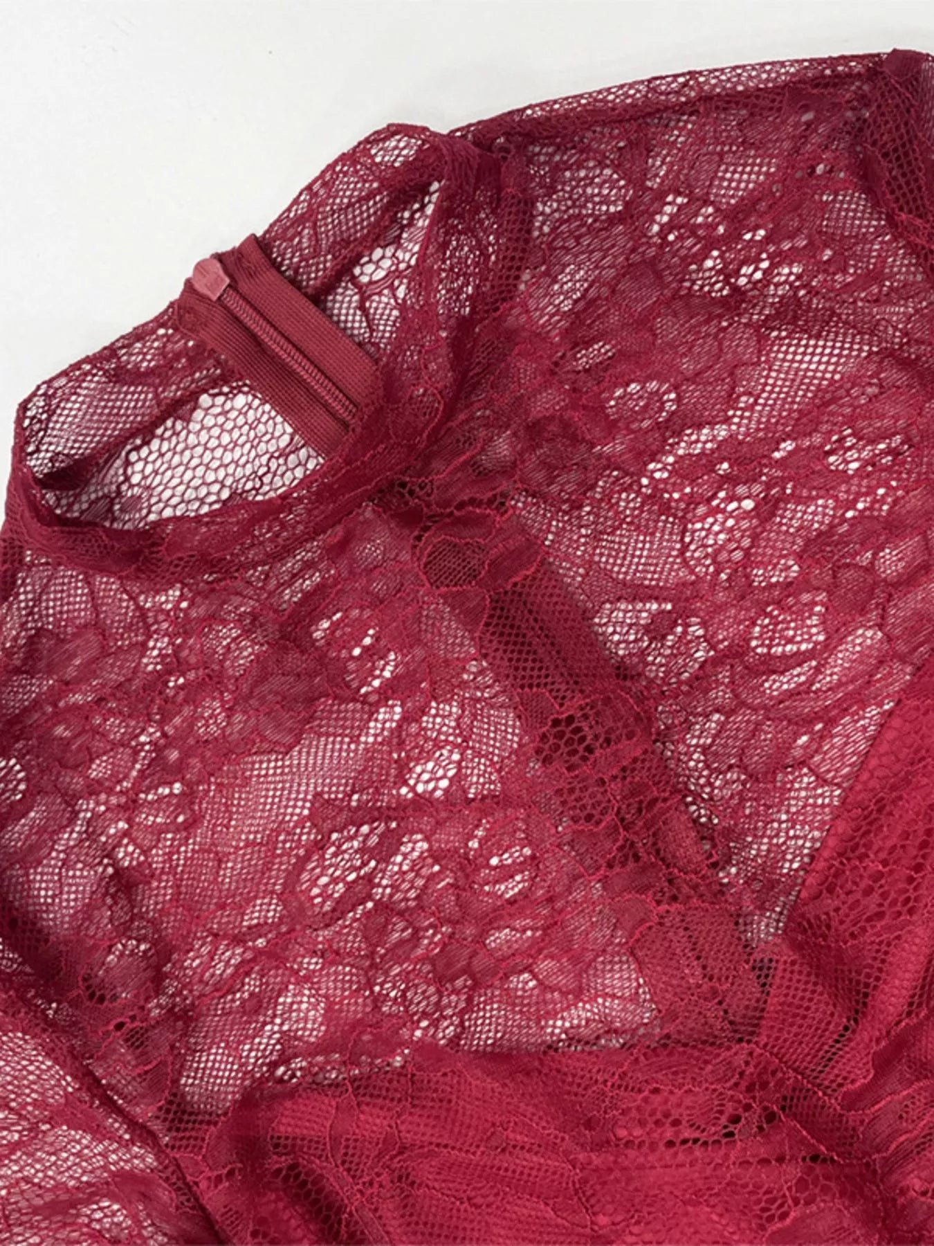 Sarah Express Women's Lace Sheer Mock Neck Long Sleeve Maxi Dress