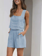 Sarah Express Women's Square Neck Tank and Shorts Set