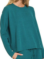 Corded Rib Long Sleeve Tee and Shorts Set