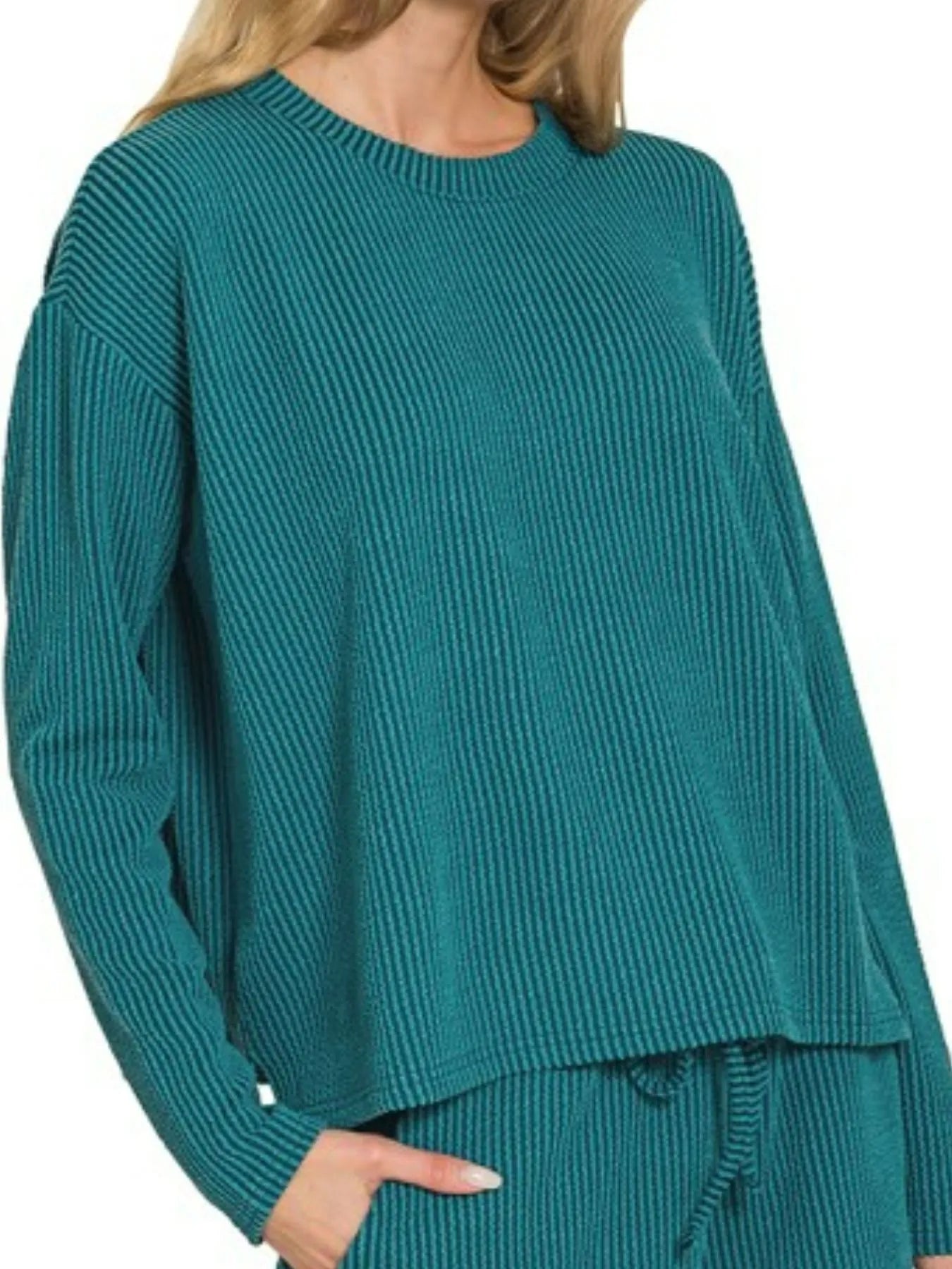 Corded Rib Long Sleeve Tee and Shorts Set