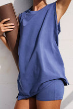 Sarah Express Women's Sleeveless Athletic Set Tank Top and Shorts Activewear