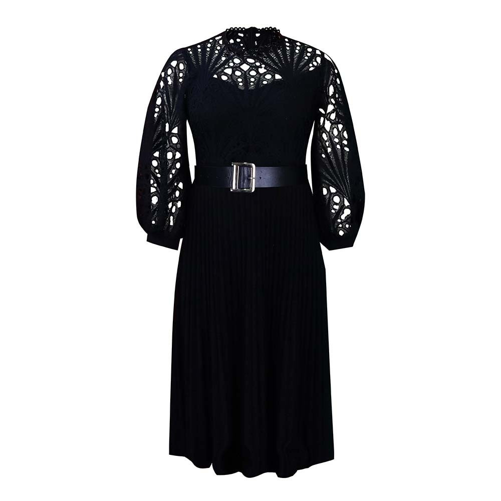Sarah Express Lace Pleated High-Waist Dress Hollow-Out Detail
