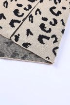 Sarah Express Women's Leopard Print Mock Neck Dropped Shoulder Sweater