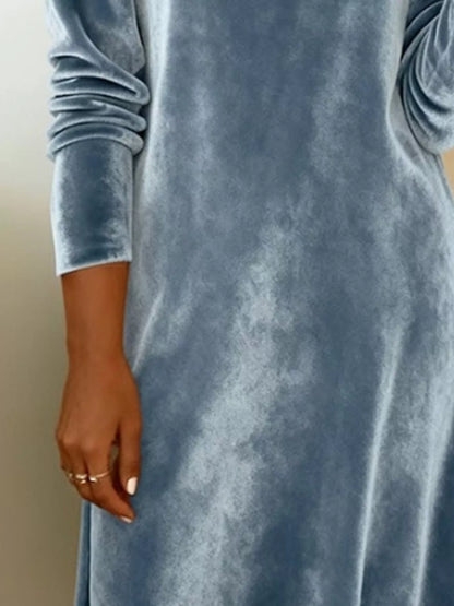 Sarah Express Women's Velvet Cowl Neck Long Sleeve Mini Dress