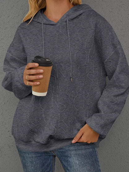 Sarah Express Women's Embossed Lettering Casual Hoodie Plus Size