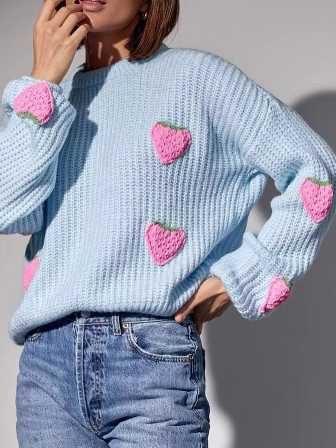 Sarah Express Women's Strawberry Button Down Cardigan