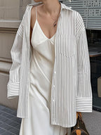 Sarah Express Women's Oversized Striped Button-Down Shirt