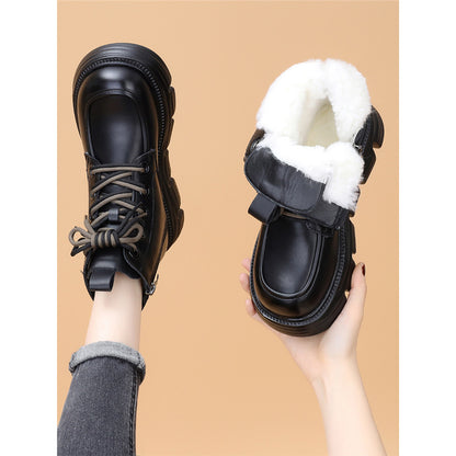 Sarah Express Women's Wool-Lined Waterproof Genuine Leather Winter Boots | Warm Mid-Heel Low Shaft Boots