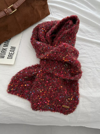Sarah Express Women's Cozy Knitted Multicolor Speckled Winter Scarf - Soft Polyester Wrap