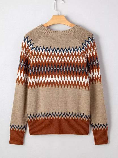 Sarah Express Women's Color Block Crew Neck Sweater