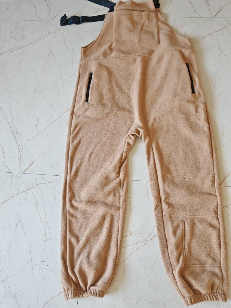 Sarah Express Polar Fleece Workwear Jumpsuit Suspender Overalls Wide Waist