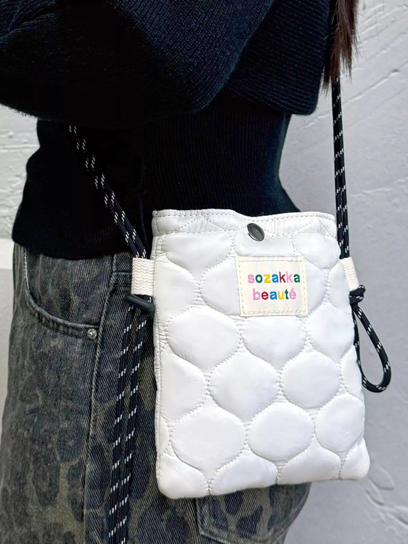 Sarah Express Women's Quilted Padded Crossbody Bag with Adjustable Strap Ivory ONESIZE