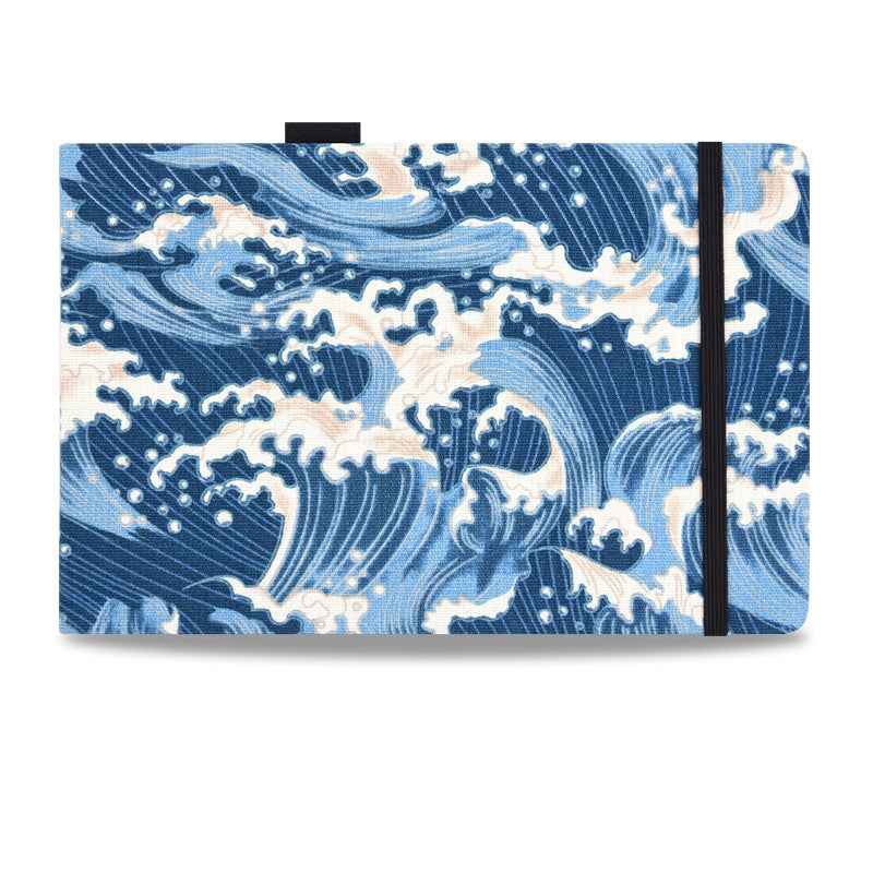 Sarah Express Premium Handmade Watercolor Sketchbook - 40 Sheets Cotton Linen Cover Art Journal Waves 20x13.5cm