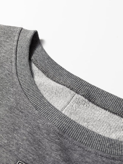 Sarah Express Women's LOVE Graphic Exposed Seam Patchwork Uneven Hem Chic Sweatshirt