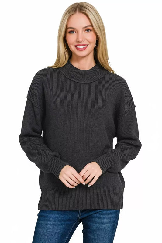 Sarah Express Women's Wide Neckband Drop Shoulder Sweater