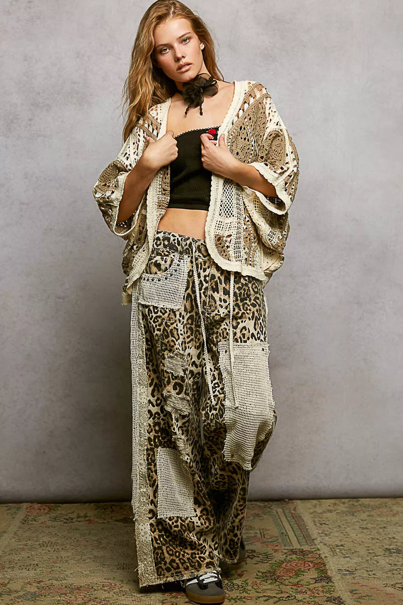 Sarah Express Women's Open Front Crochet Cardigan with Scalloped Edge