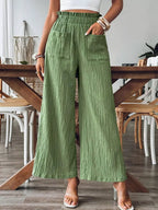 Sarah Express Women's High-Waisted Wide Leg Pants Matcha Green