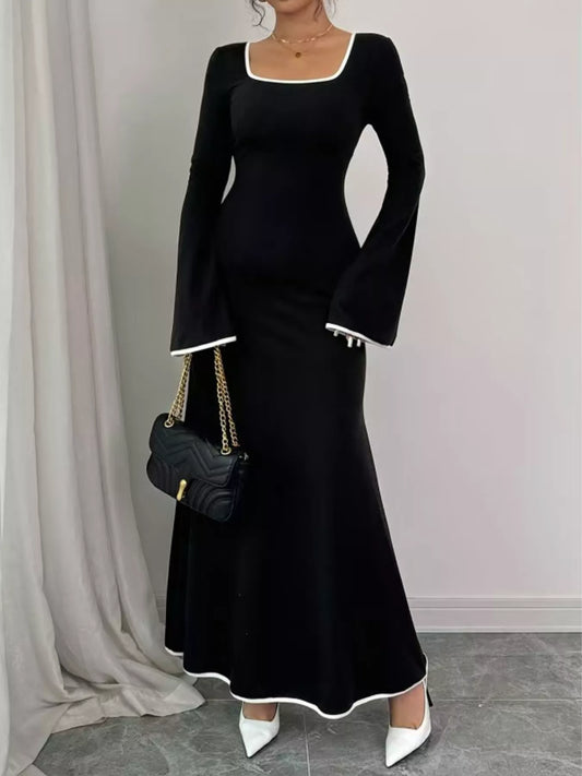 Sarah Express Women's Square Neck Flare Sleeve Maxi Dress