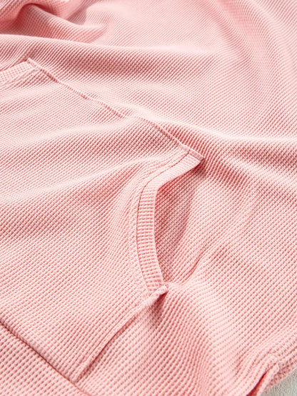 Sarah Express Women's Waffle Knit Fleece Lined High Low Oversized Hoodie