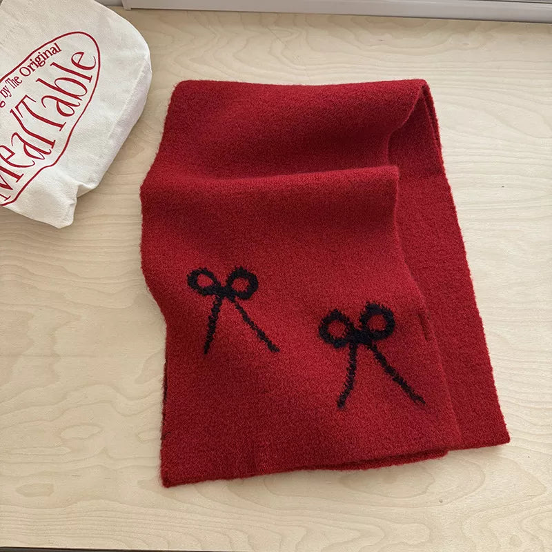 Sarah Express Women's Bow Winter Scarf Red ONESIZE