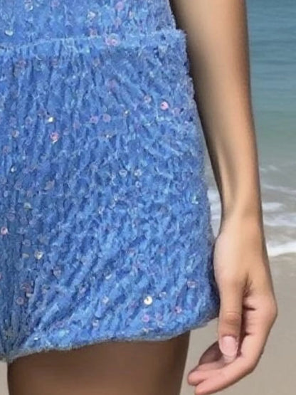 Sarah Express Women's Sequin Embellished High Waist Shorts - Party & Festival Wear