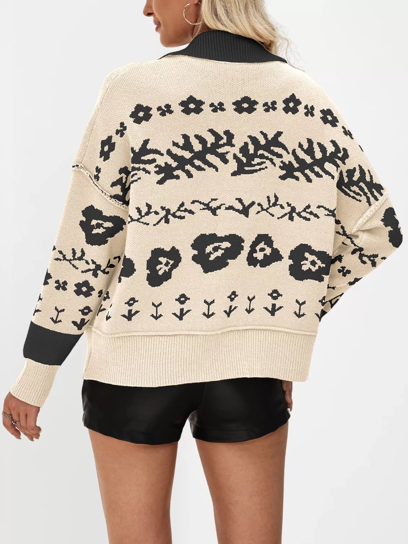 Trendsi Women's Floral Pattern Button-Down Cardigan