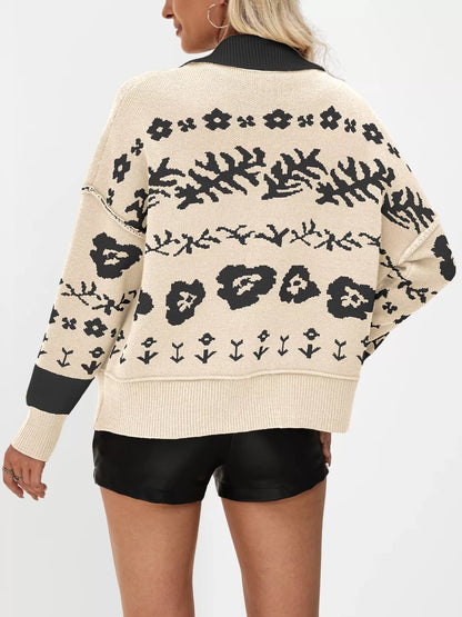 Trendsi Women's Floral Pattern Button-Down Cardigan