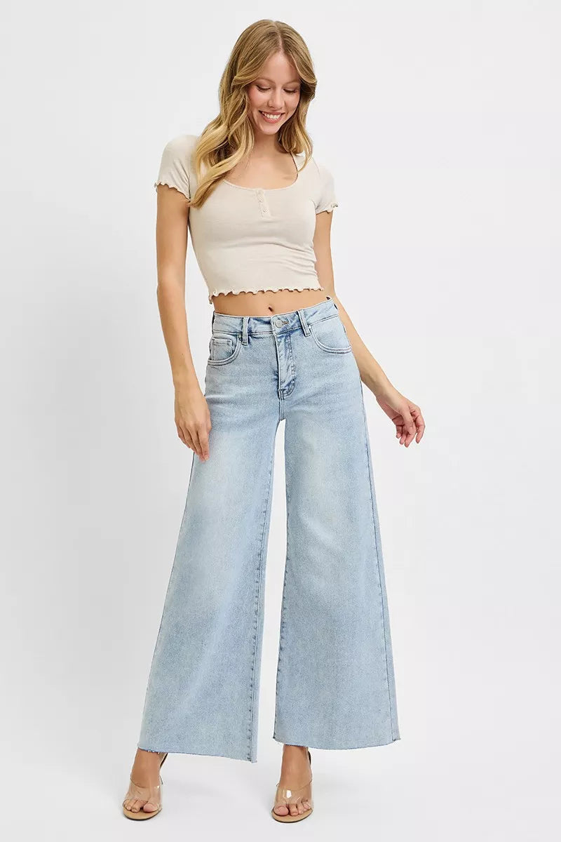 Sarah Express Women’s Plus Size High Rise Ankle Palazzo Jeans
