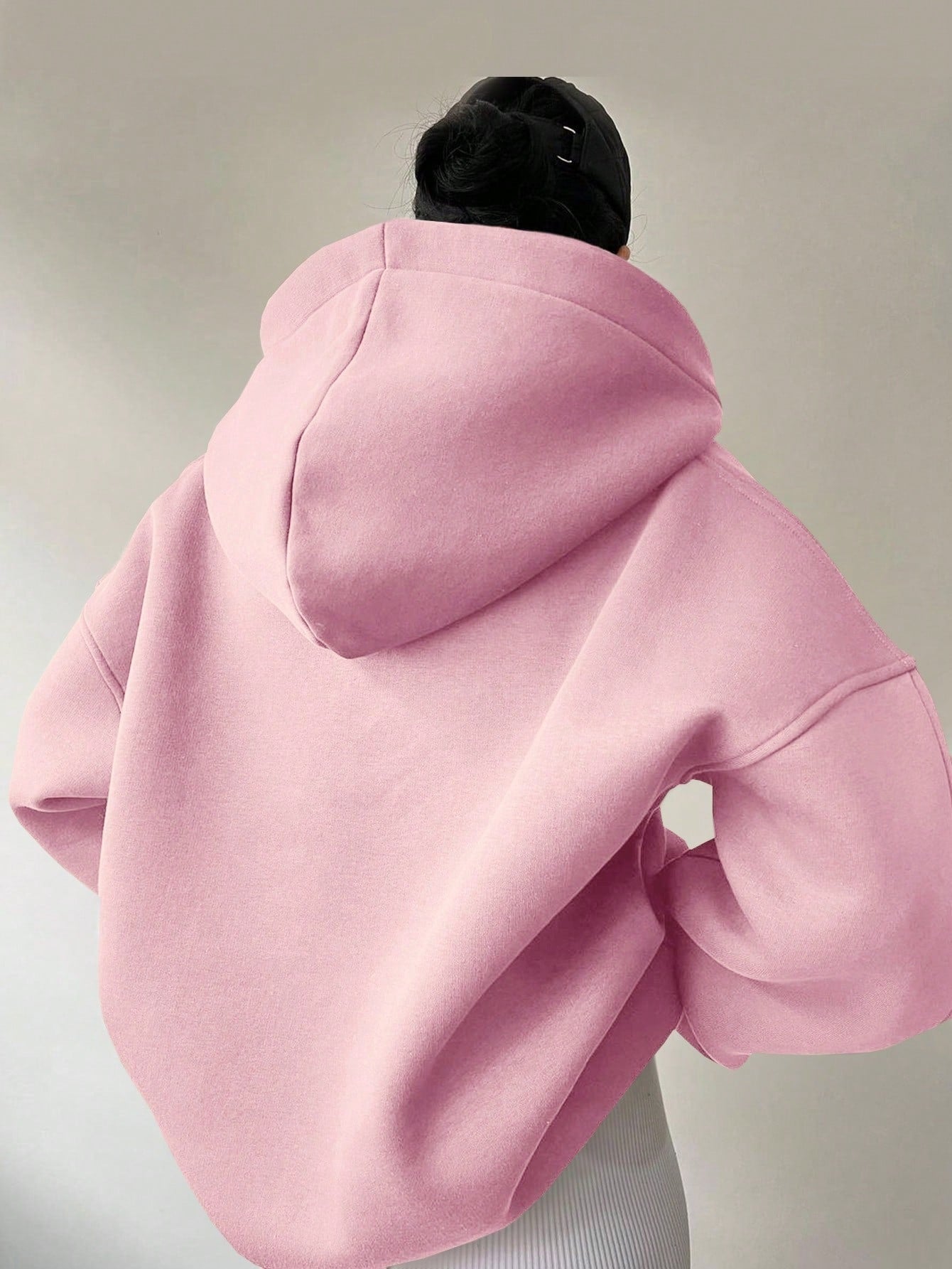 Sarah Express Women's Loose Fit Hoodie Sweatshirt - Solid Color Long Sleeve Pullover Top