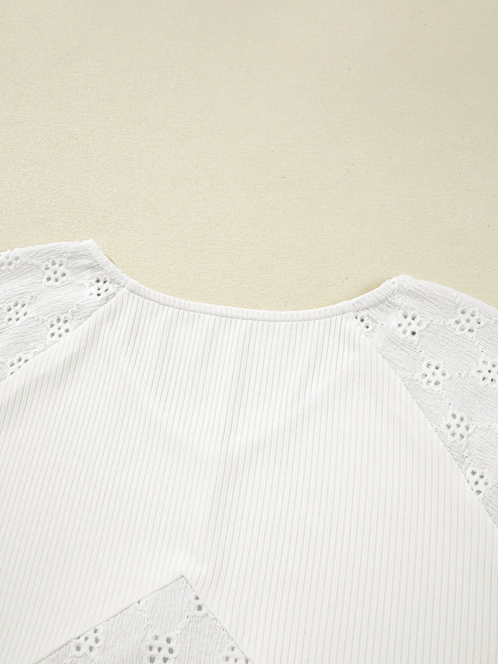 Sarah Express Women's Eyelet Embroidered Loose V Neck Long Sleeve Top