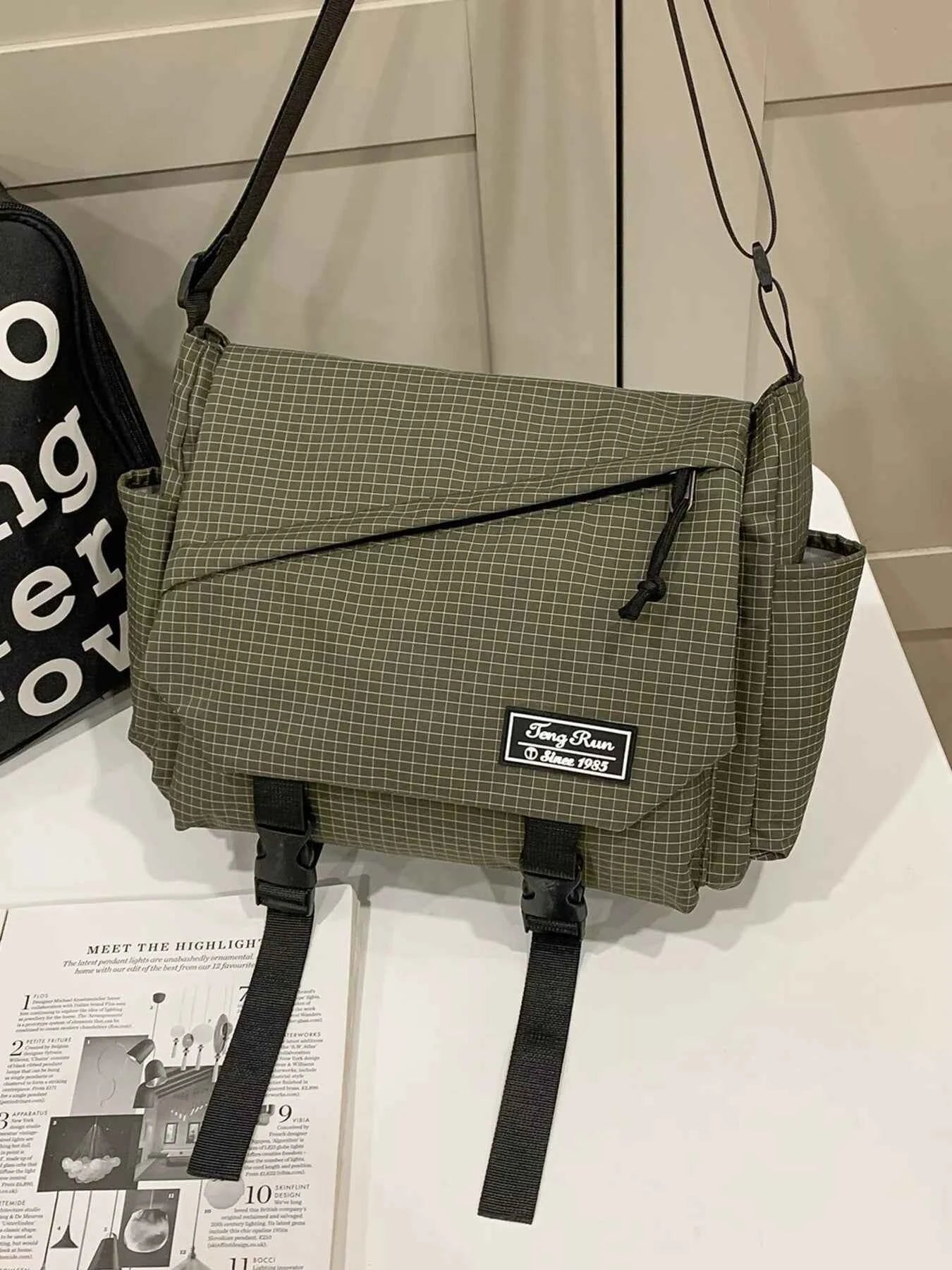 Plaid Buckle Flap Crossbody Bag