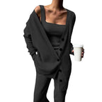 Sarah Express Knitted Three Piece Suit Set Cardigan Vest Pants Coordinated Outfit