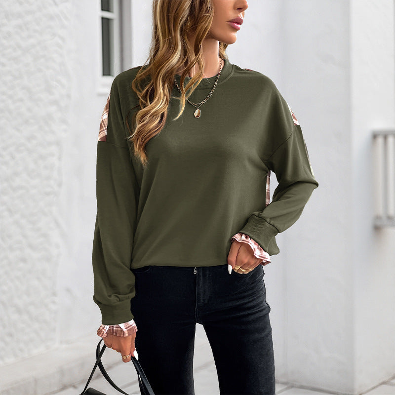 Sarah Express Women's Crew Neck Pullover Sweatshirt Long Sleeve Loose Fit