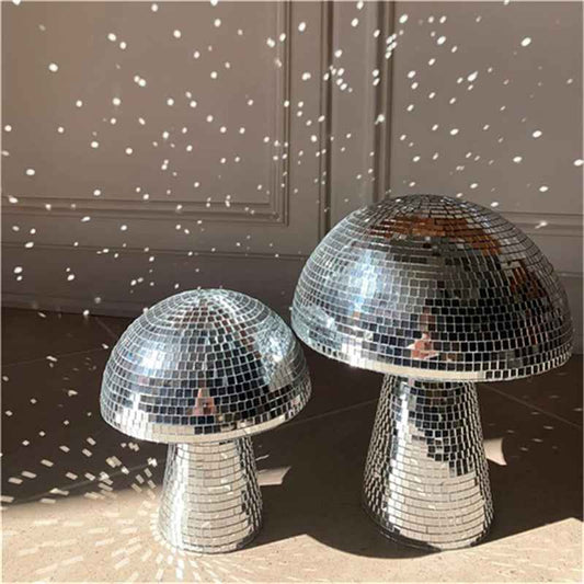 Sarah Express Handmade Glass Mushroom Disco Ball Mirror Ornament - Reflective Party Decor