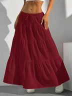 Sarah Express Women's Flowy Tiered Maxi Skirt