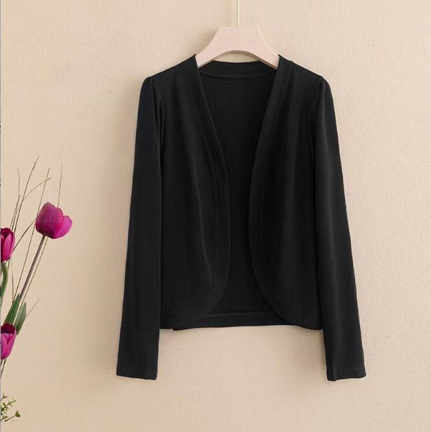 Sarah Express Shawl Collar Short Cardigan Lightweight Slim Fit Solid Color