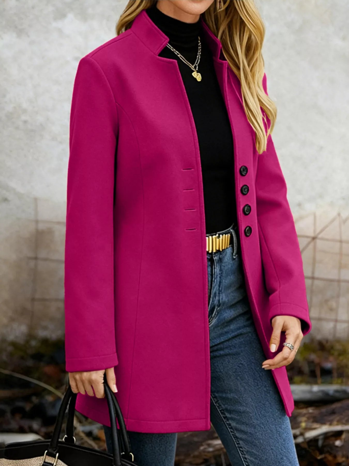 Sarah Express Women's Longline Button-Down Shirt Jacket with Pockets