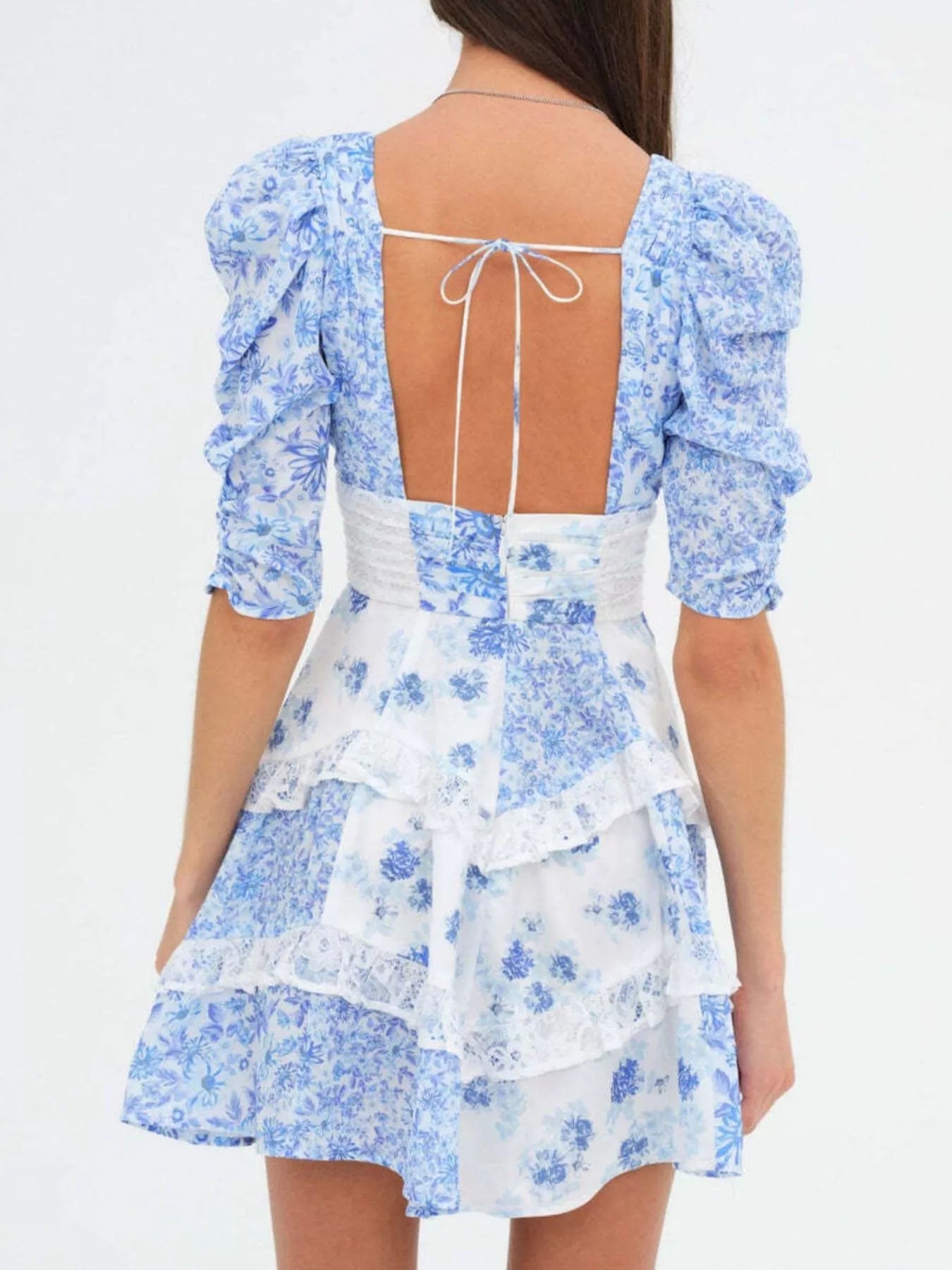 Sarah Express Women's Ruffled Floral Print Half Sleeve Dress