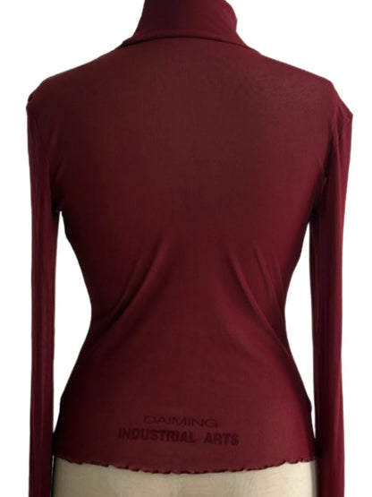 Sarah Express Women's Sheer Turtleneck Long Sleeve Top