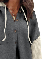 Sarah Express Women's Drawstring Button Front Hoodie