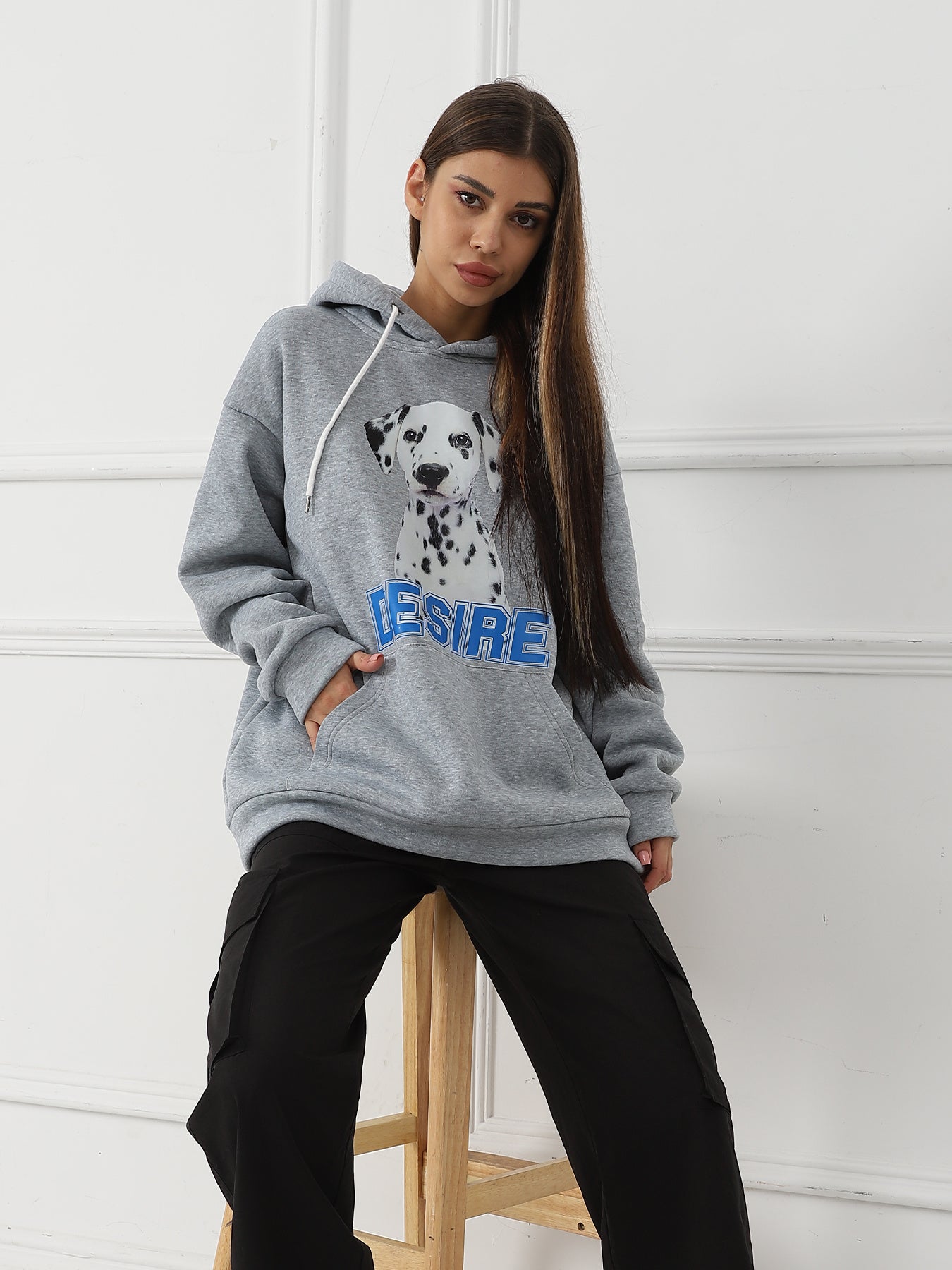 Sarah Express Women's Printed Long Sleeve Hoodie Sweatshirt - Casual Pullover Top