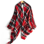 Sarah Express Women's Oversized Square Scarf Cashmere-like Double-Sided Shawl 140cm Woven Fall Winter Accessory