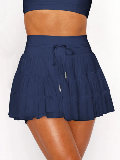 Sarah Express Women's Ruched Mini Skort with Pockets